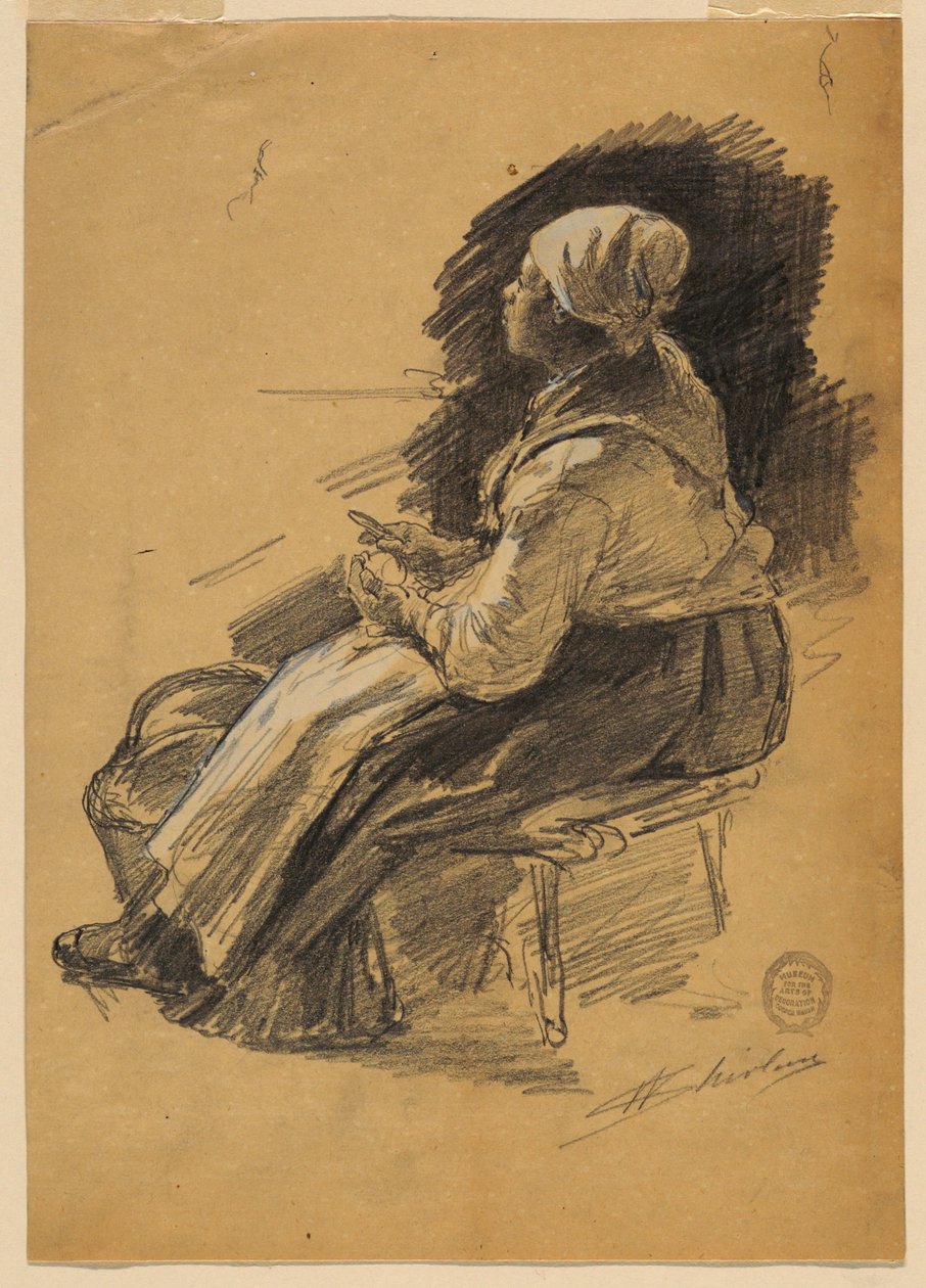 Kadın Patates Soyma Çalışması by Walter Shirlaw