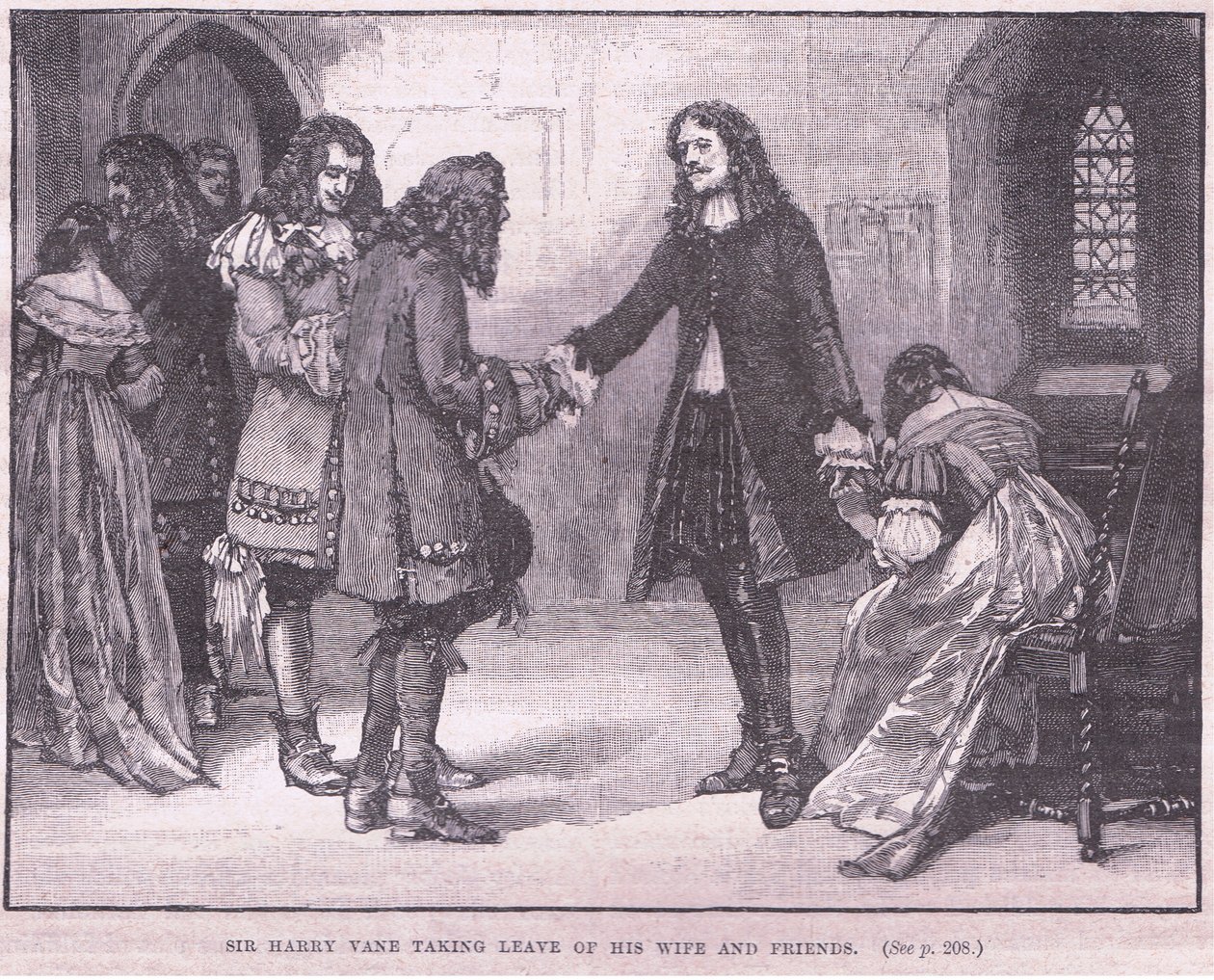 Sir Henry Vane, karısı ve arkadaşlarından veda ederken by Walter Stanley Paget