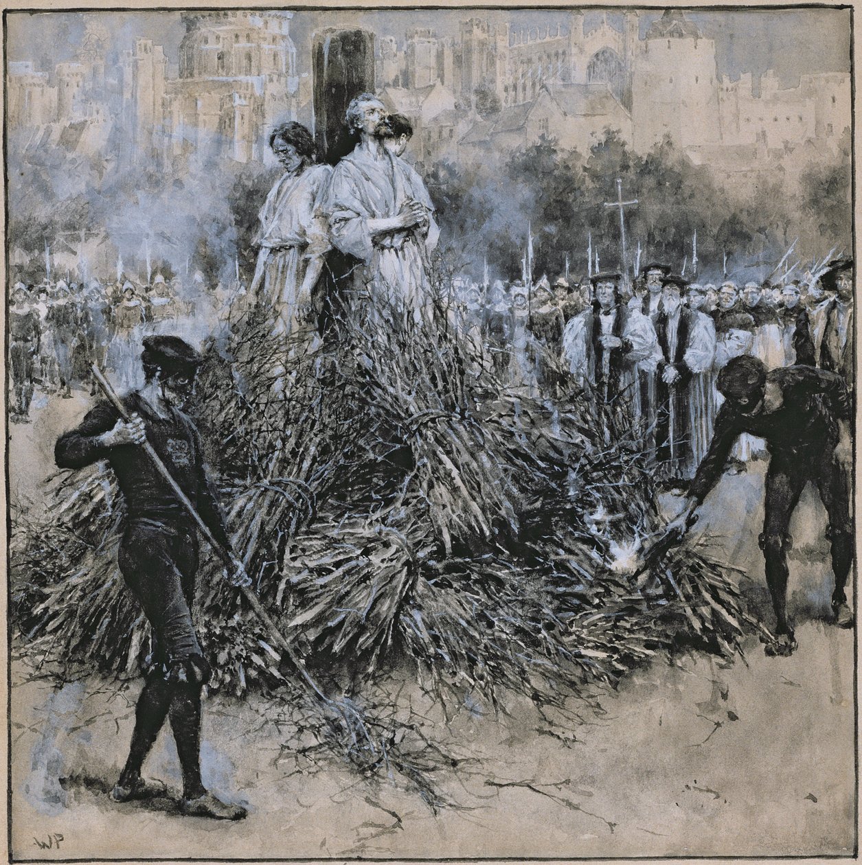 The Martyrdom of Robert Testwood (watercolour on paper) by Walter Stanley Paget
