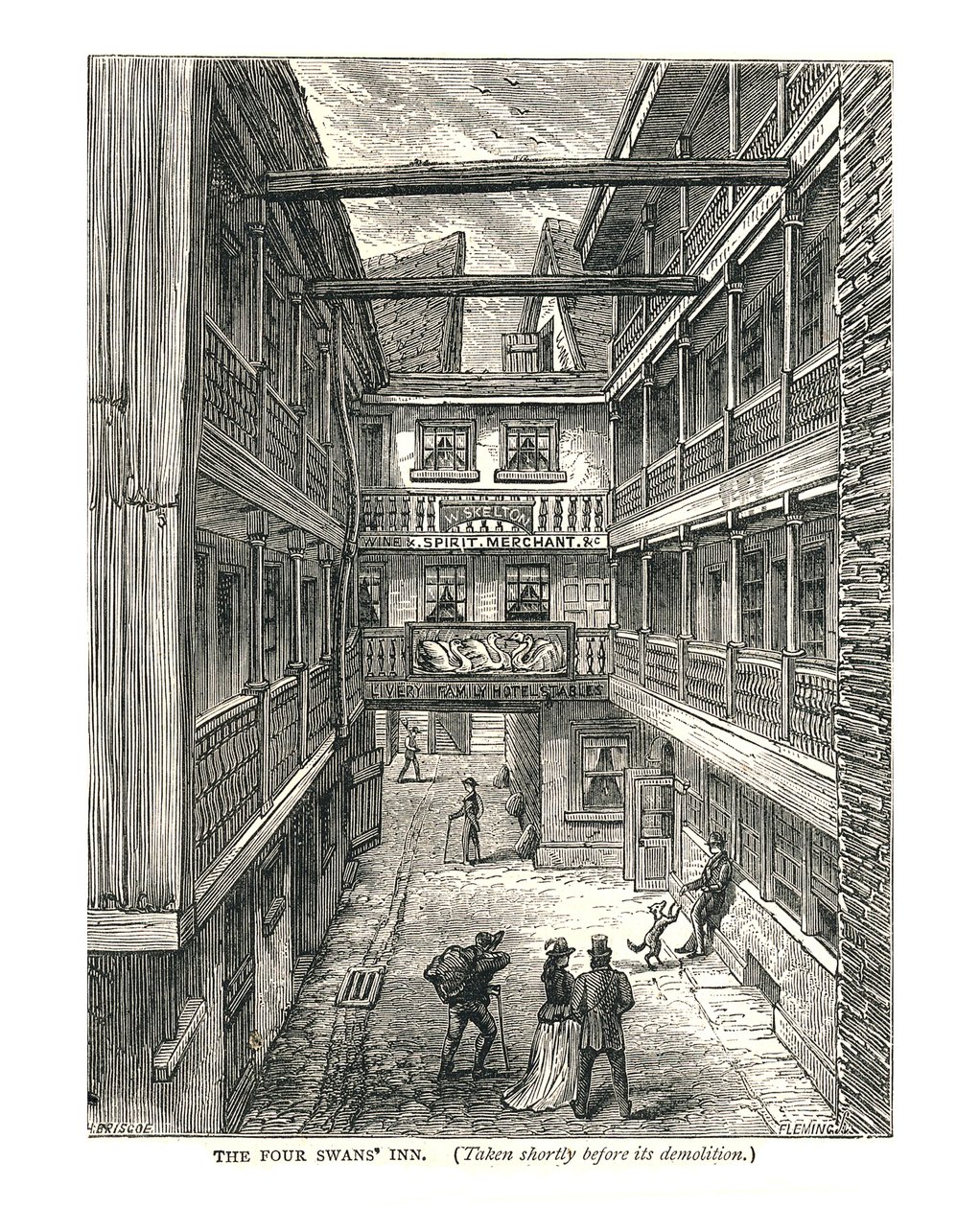 Four Swans Inn yıkımdan kısa bir süre önce, 1878 by Walter Thornbury