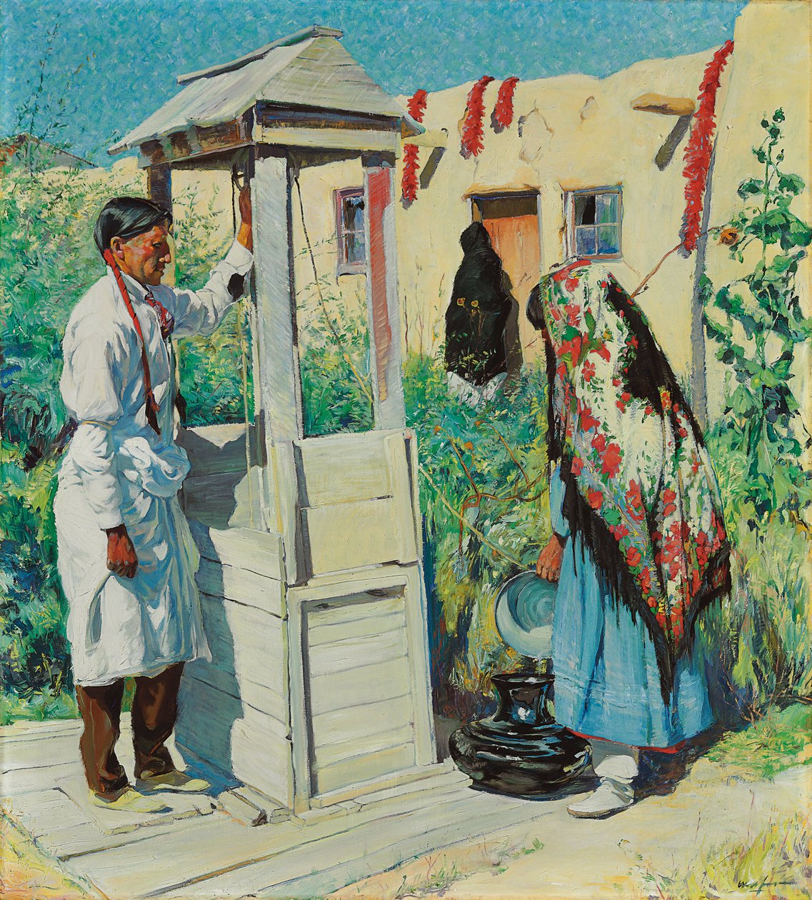 Bir Pueblo Kuyusu Sahnesi (tuval üzerine yağlı boya) by Walter Ufer