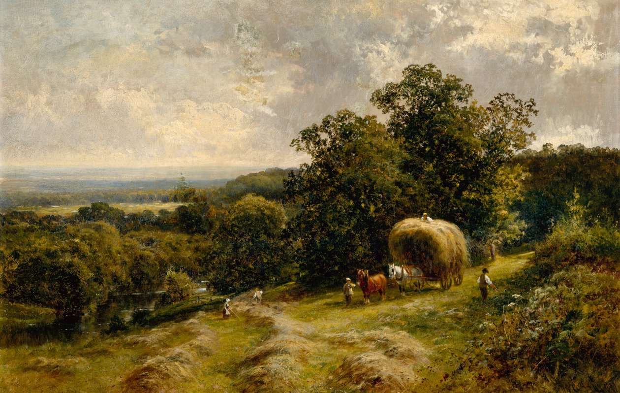 Brockham, Surrey yakınlarındaki Carting Hay by Walter Wallor Caffyn