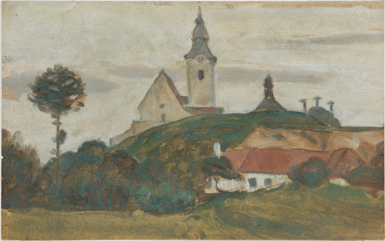 Kilise ve Köy ile Peyzaj by Walther Gamerith