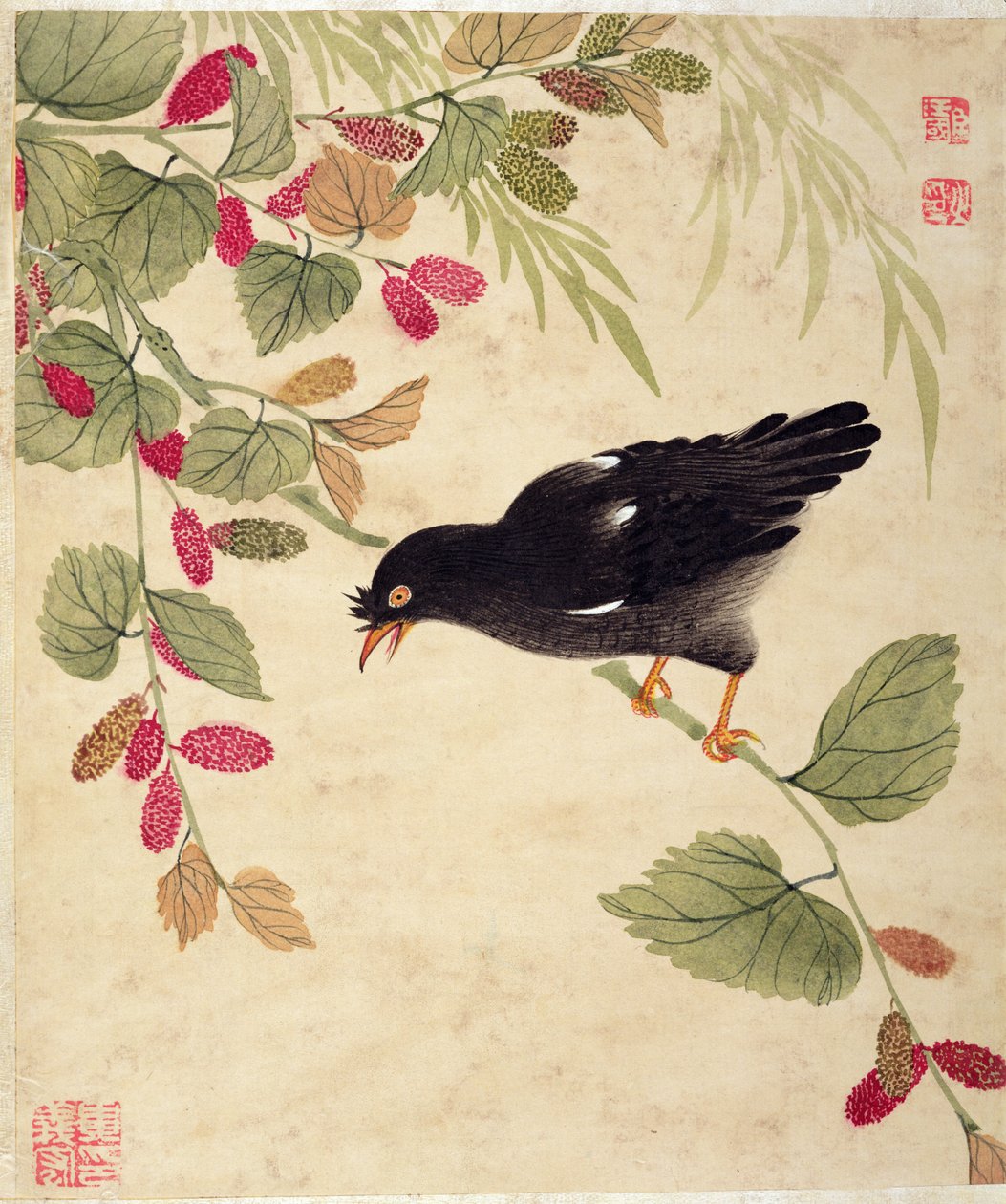 One of a series of paintings of birds and fruit, late 19th century  by Wang Guochen