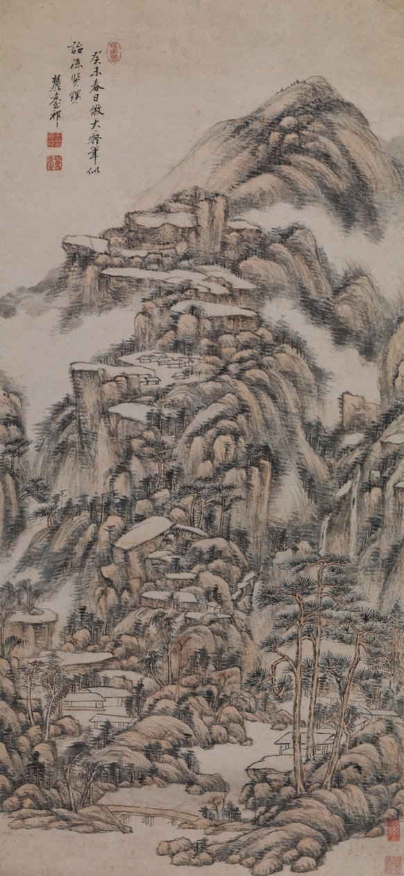 Huang Gongwang tarzından sonra manzara by Wang Yuanqi