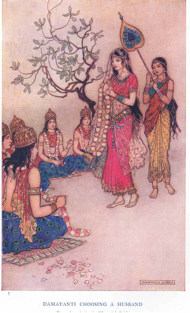 Damayanti choosing a husband  by Warwick Goble
