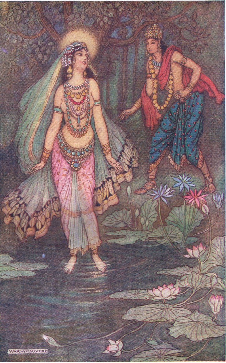 Shantanu meets the goddess Ganga  by Warwick Goble