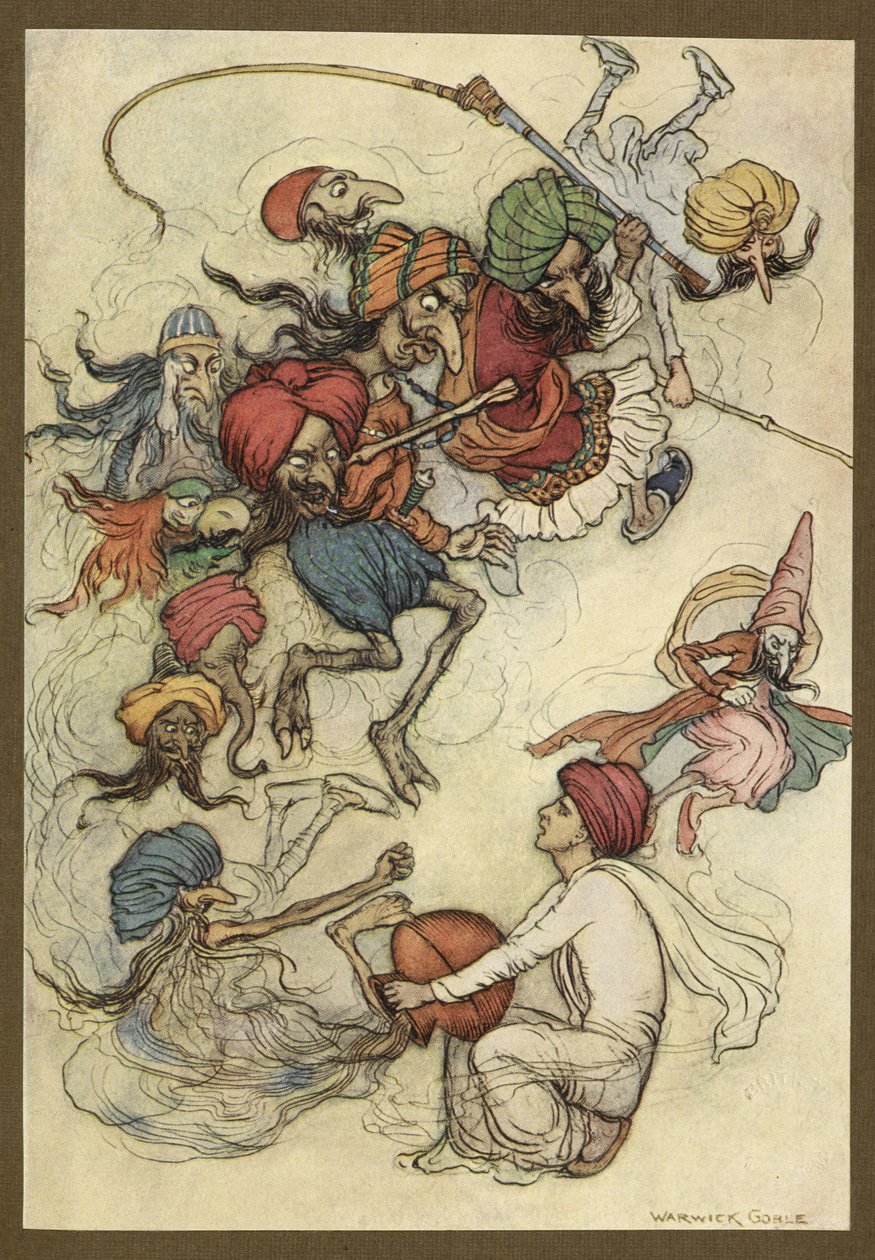 Plaka 4: "Bir sürü iblis şekerleme yerine." Bengal Halk Masalları ... Warwick Goble