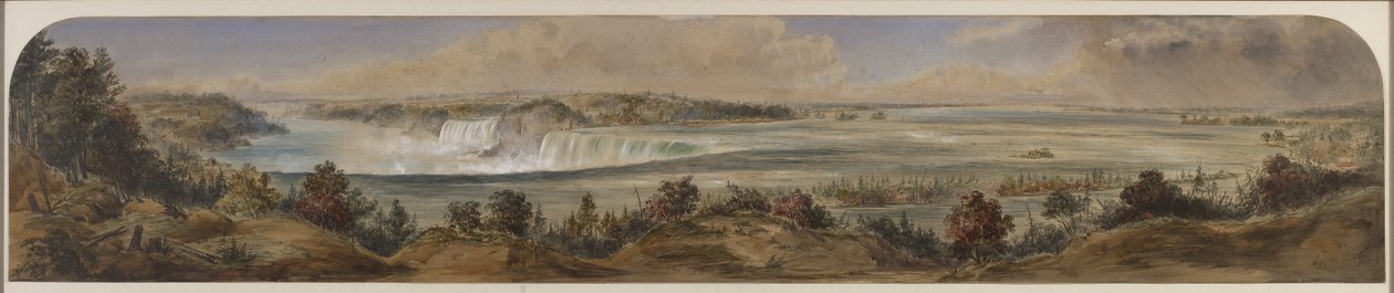Niagara Şelalelerinin Yukarıdan Geniş Görünümü, 1865 dolayları (kağıt üzerinde wc) by Washington F. Friend