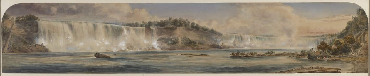 Niagara Şelalelerinin Aşağıdan Geniş Görünümü, 1865 dolayları (kağıt üzerinde wc) by Washington F. Friend