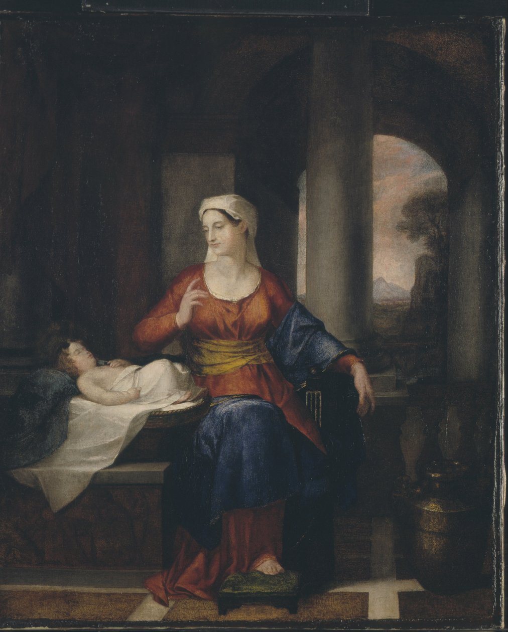 çocuğunu izleyen anne by Washington Allston