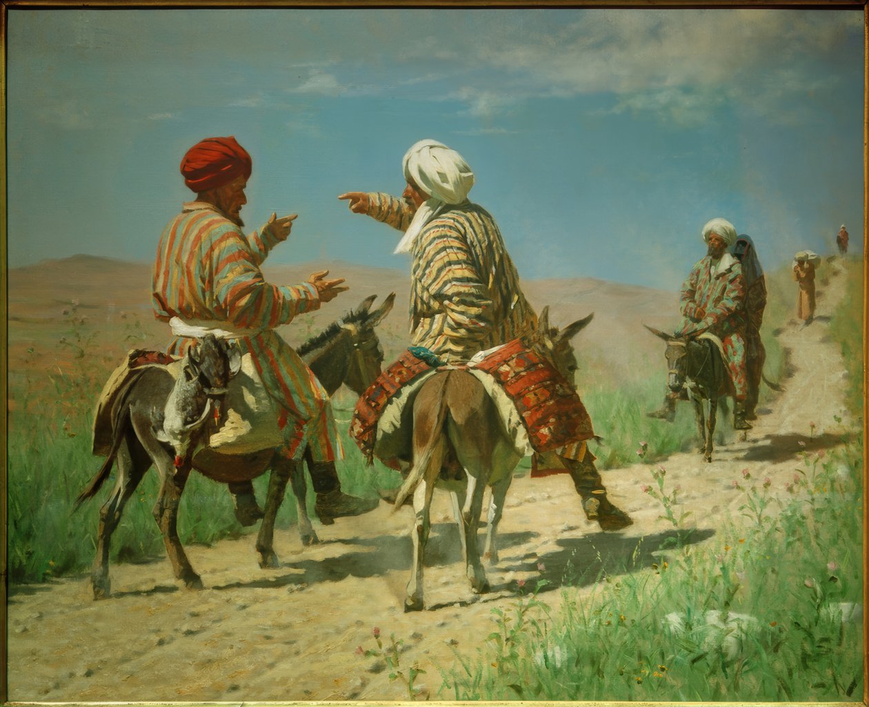 Molla Ramin ve Molla Kerim yolda kavga ediyor... by Wassili W. Werestschagin
