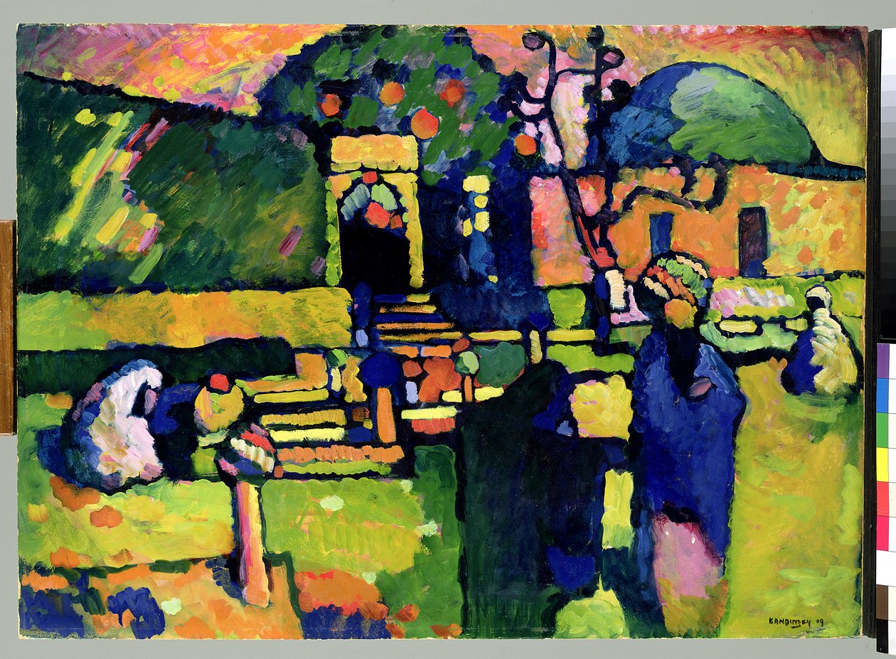 Arap Mezarlığı, 1909 (karton üzerine yağlı boya) by Wassily Kandinsky