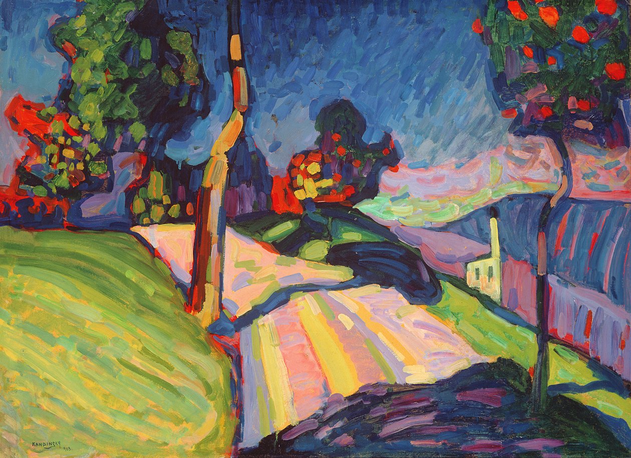 Sonbahar Manzarası, Murnau, 1908 (kompozisyon tahtasında yağlı boya) by Wassily Kandinsky