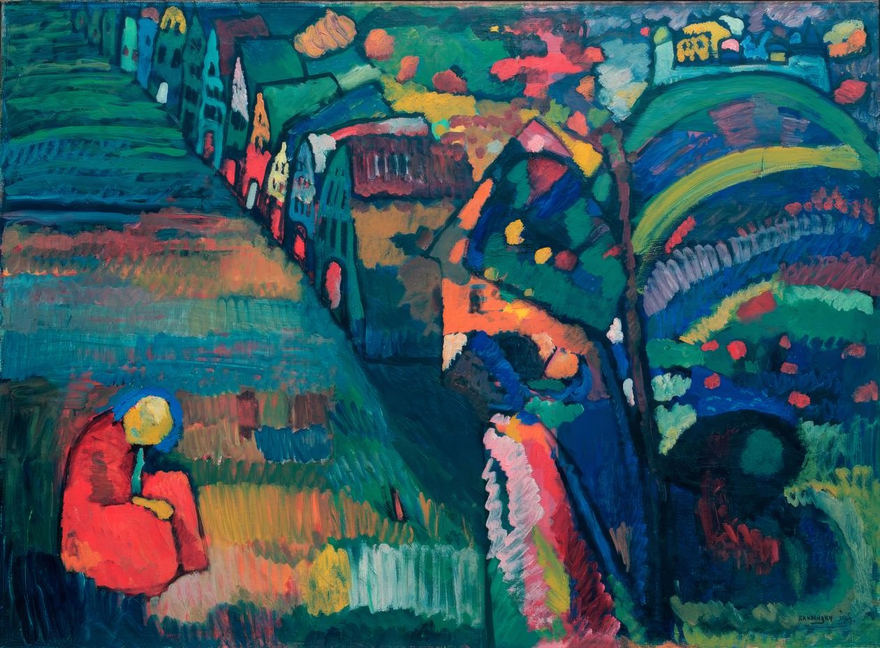 Evler ile resim by Wassily Kandinsky