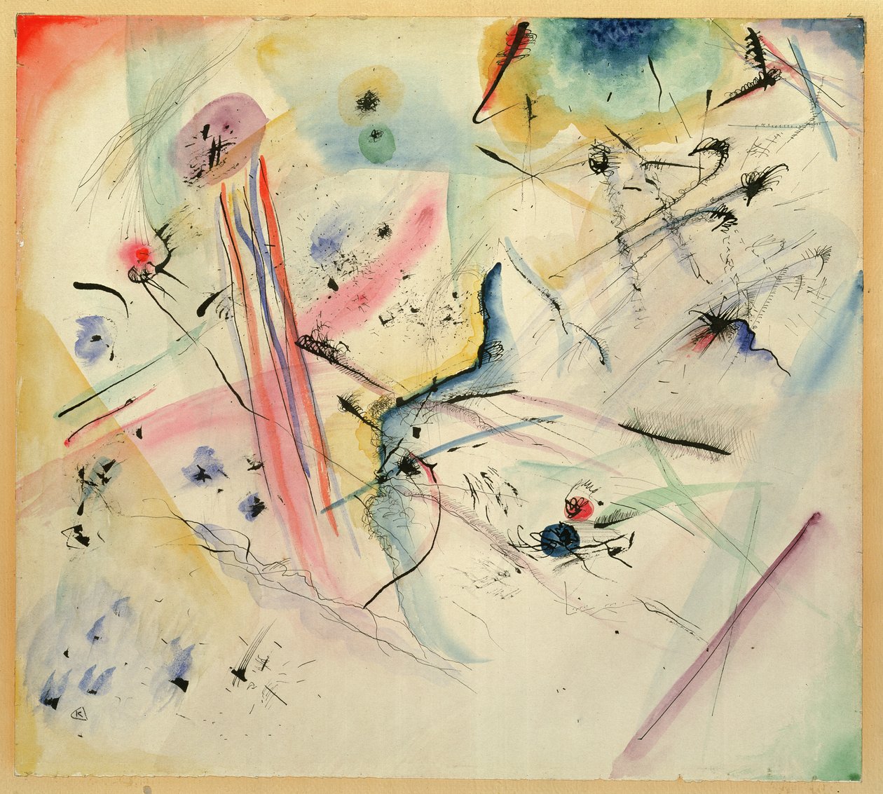 Kırmızı ve Mavi Çizgili Kompozisyon, 1913 by Wassily Kandinsky