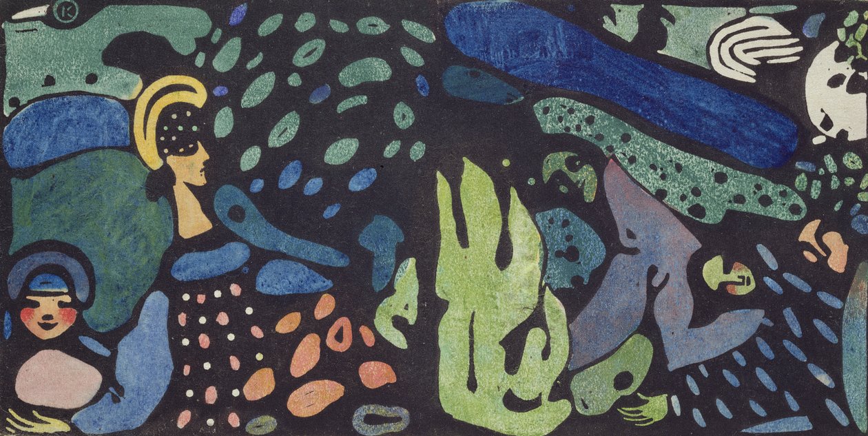 Rüyada Çocuklar (linocut) by Wassily Kandinsky