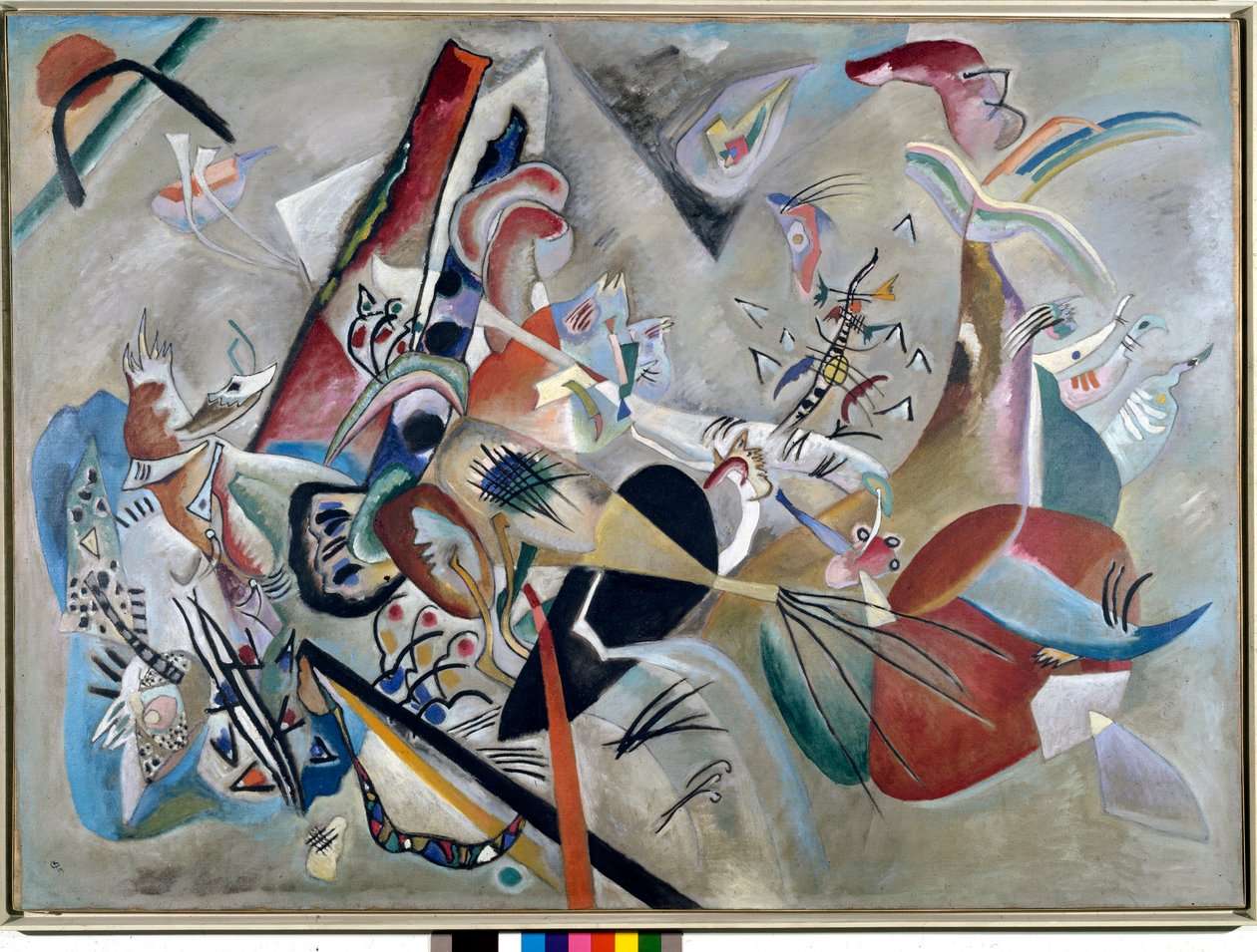 Expressionism: “” In the Grey”” Painting by Vassily Kandinsky (or Wassily Kandinski or Kandinskij, 1866-1944). 1919 Private collection by Wassily Kandinsky