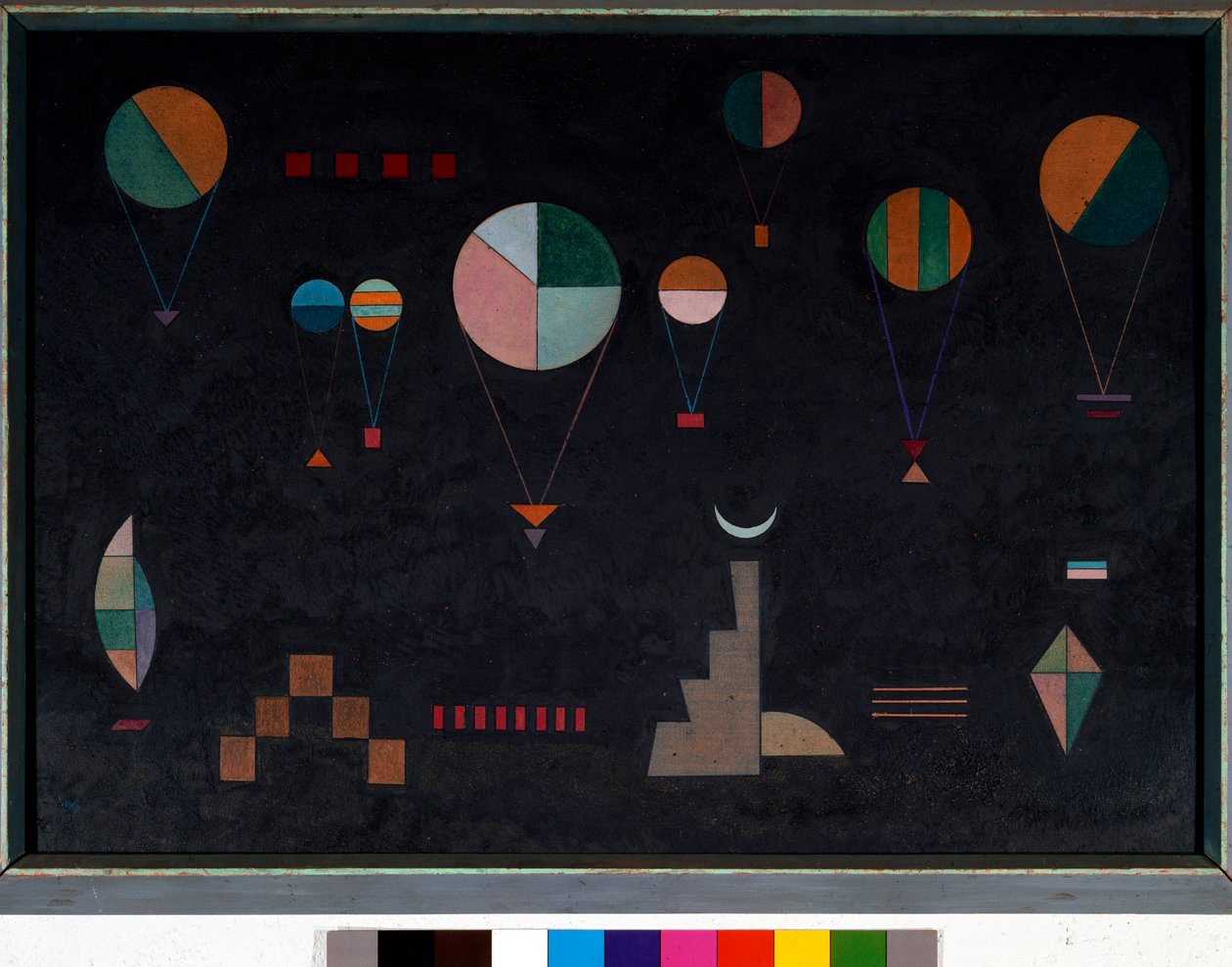 Flach tief Vassily Kandinsky (veya Wassily Kandinsky veya Kandinsky, 1866-1944) tarafından karton üzerine yağlı boya. 1930 Loş. 49x70 cm özel koleksiyon by Wassily Kandinsky
