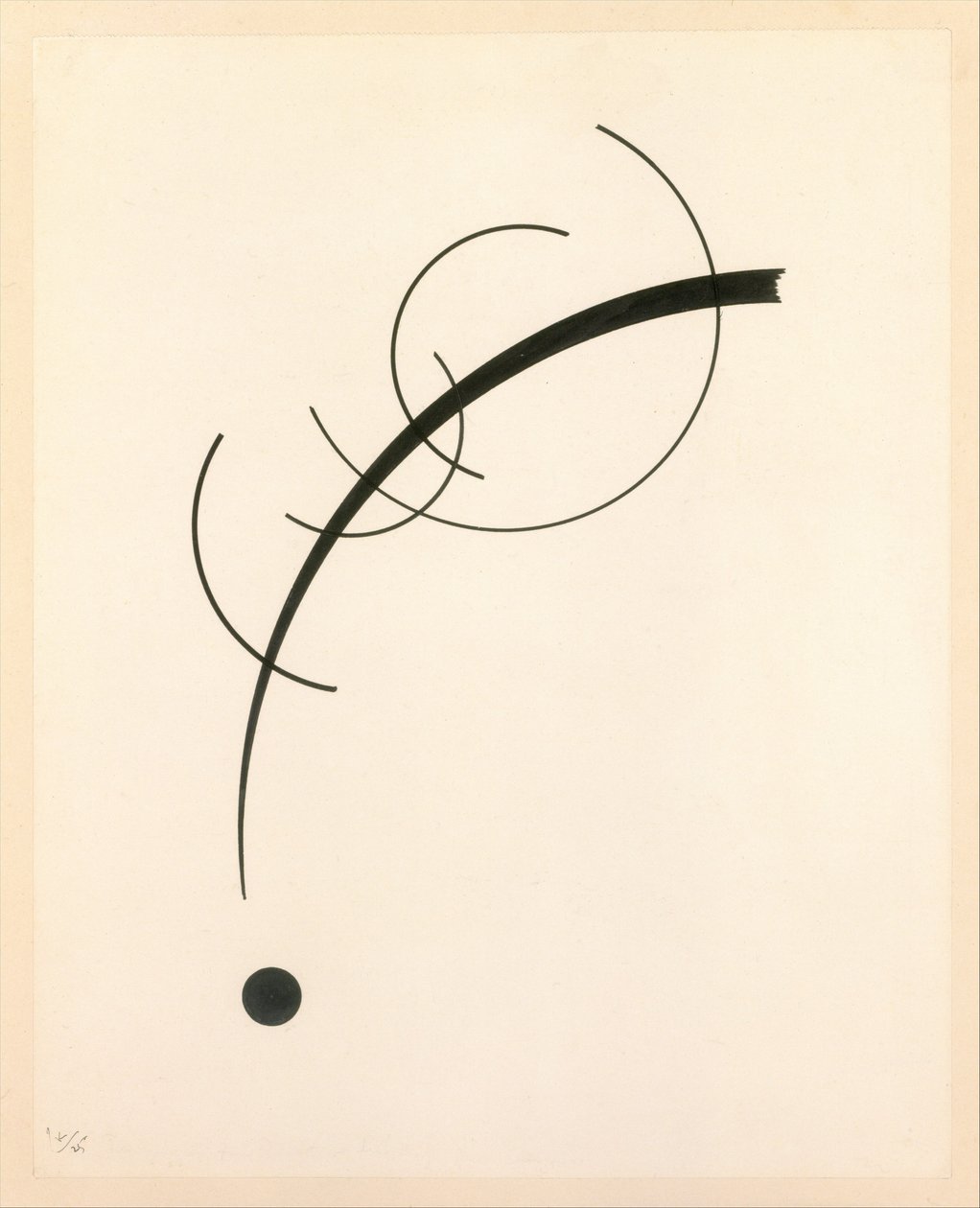 Free Curve to the Point - Accompanying Sound of Geometric Curves, 1925 (ink on paper) by Wassily Kandinsky