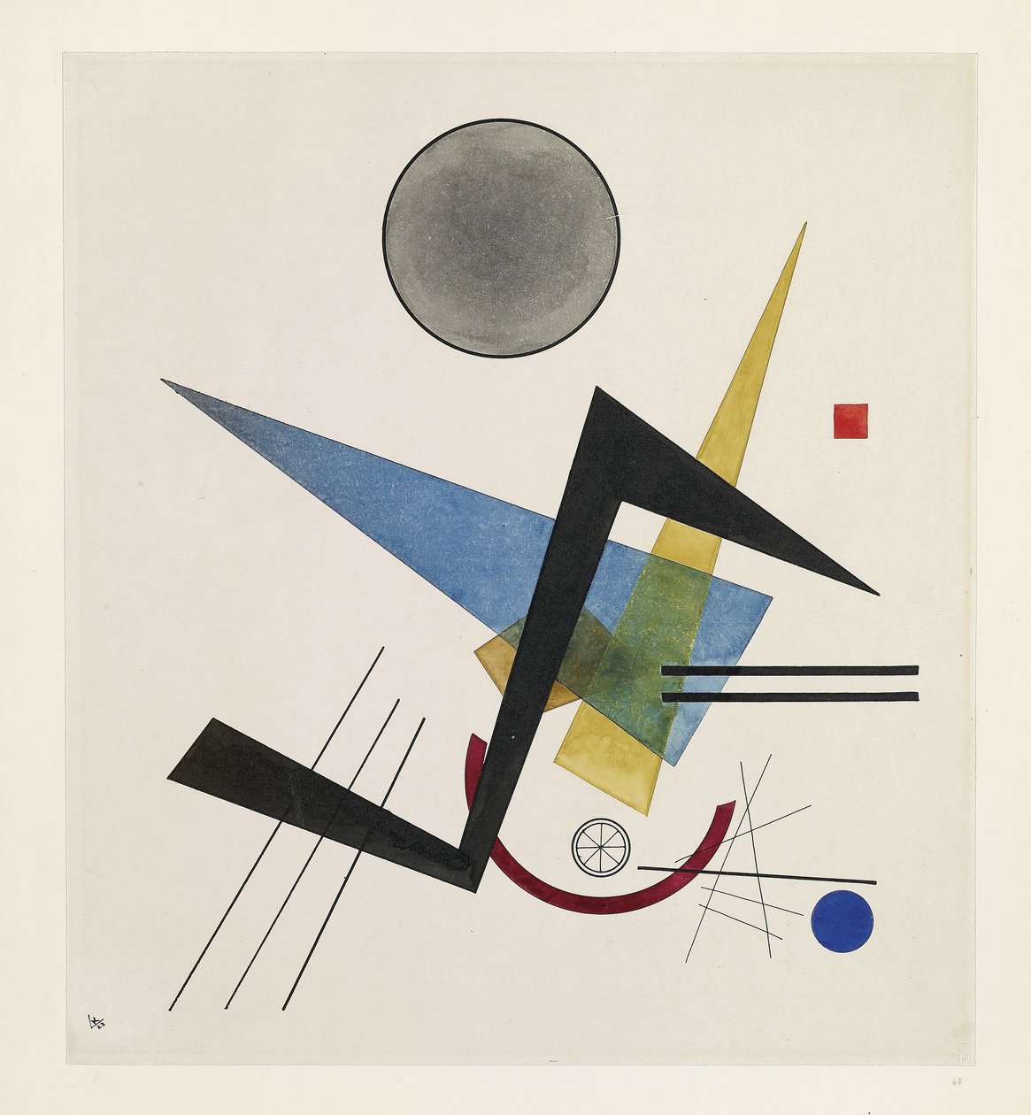 Gray Circle, 1923 (dokuma kağıt üzerine wc ve mürekkep) by Wassily Kandinsky