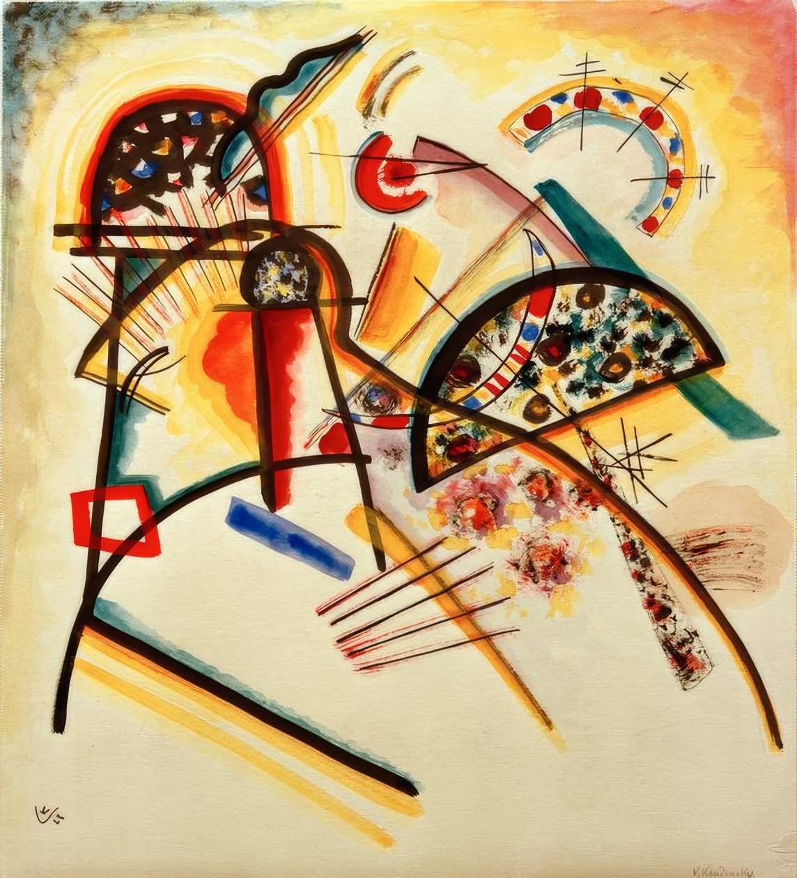 Kompozisyon (ağırlıklı olarak kırmızı, sarı, siyah) by Wassily Kandinsky
