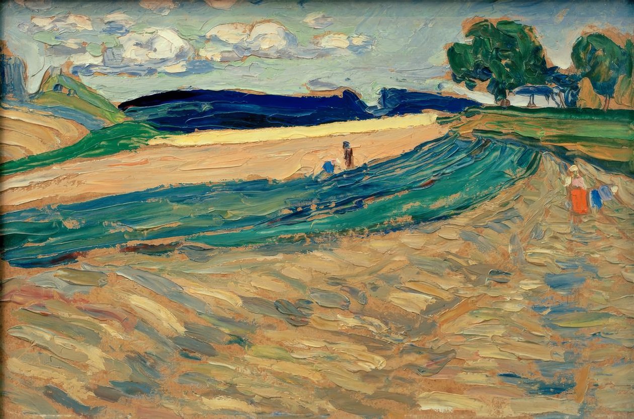 Yukarı Pfalz - sarı bir alana sahip manzara by Wassily Kandinsky