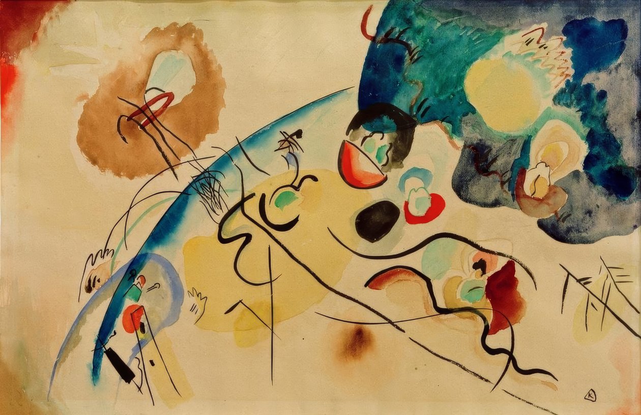 İsimsiz (trojka motifli kompozisyon) by Wassily Kandinsky
