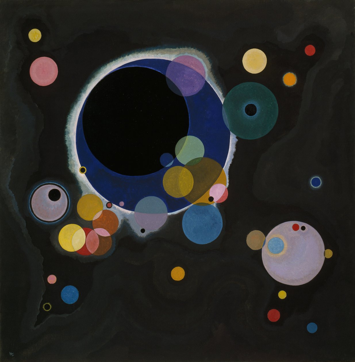 Birkaç Çember için Eskiz, 1926 (tuval üzerine serilmiş kağıt üzerine yağlı boya) by Wassily Kandinsky