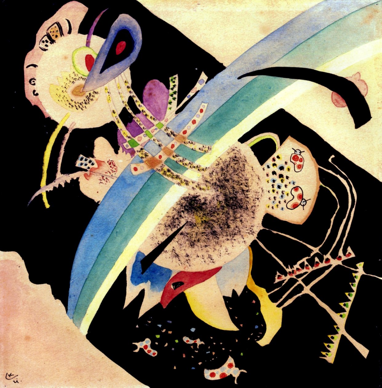 Siyah Üzerine Daireler için Çalışma, 1921 (kağıt üzerinde wc ve mürekkep) by Wassily Kandinsky