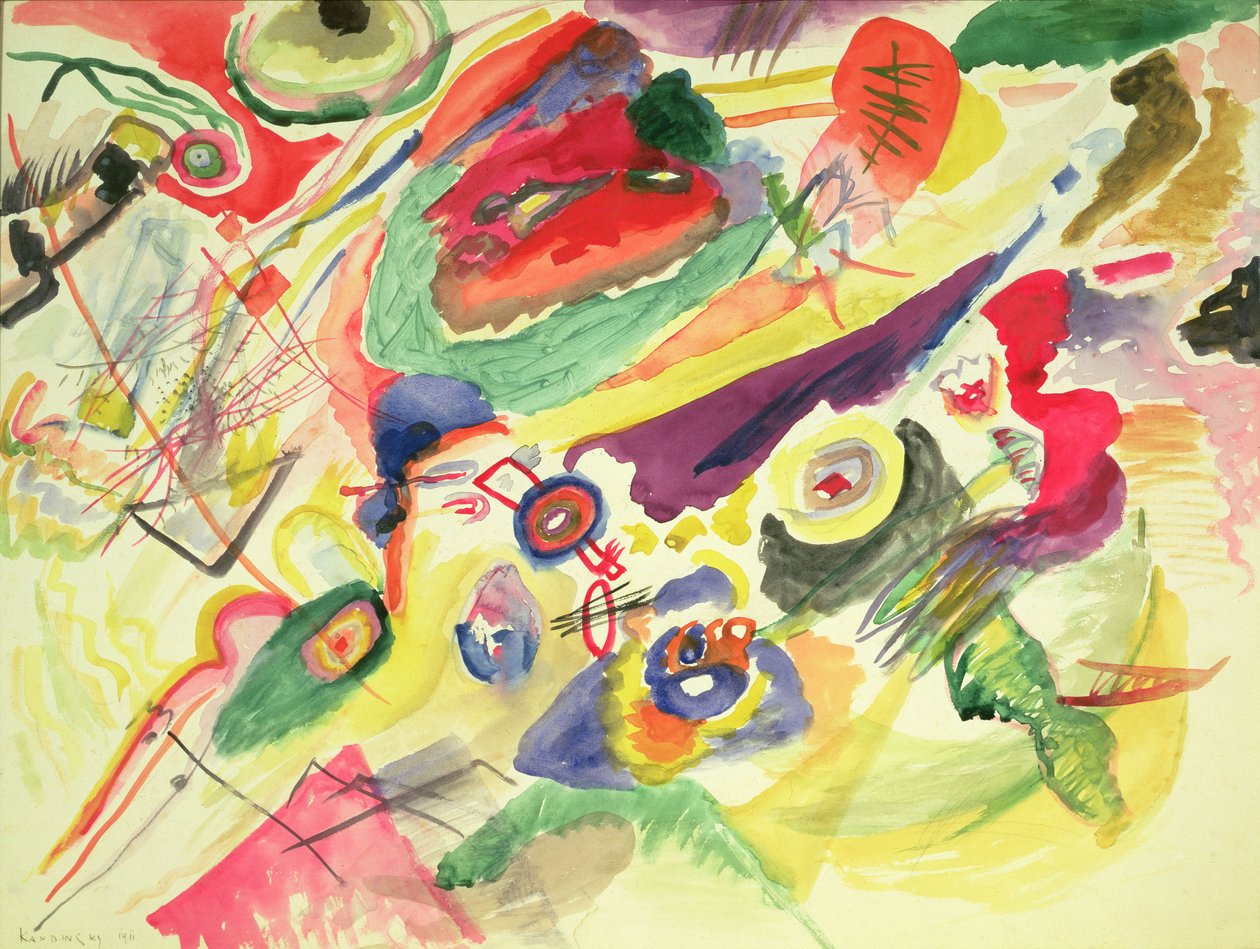 Kırmızı Lekeli Suluboya, 1911 by Wassily Kandinsky