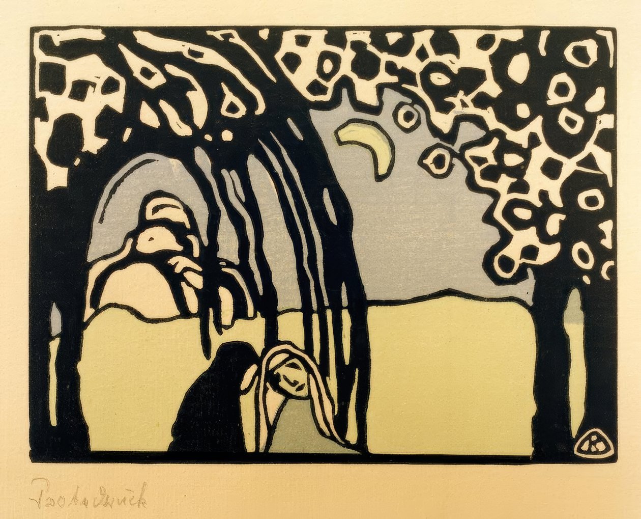Ay manzarasında iki kadın by Wassily Kandinsky