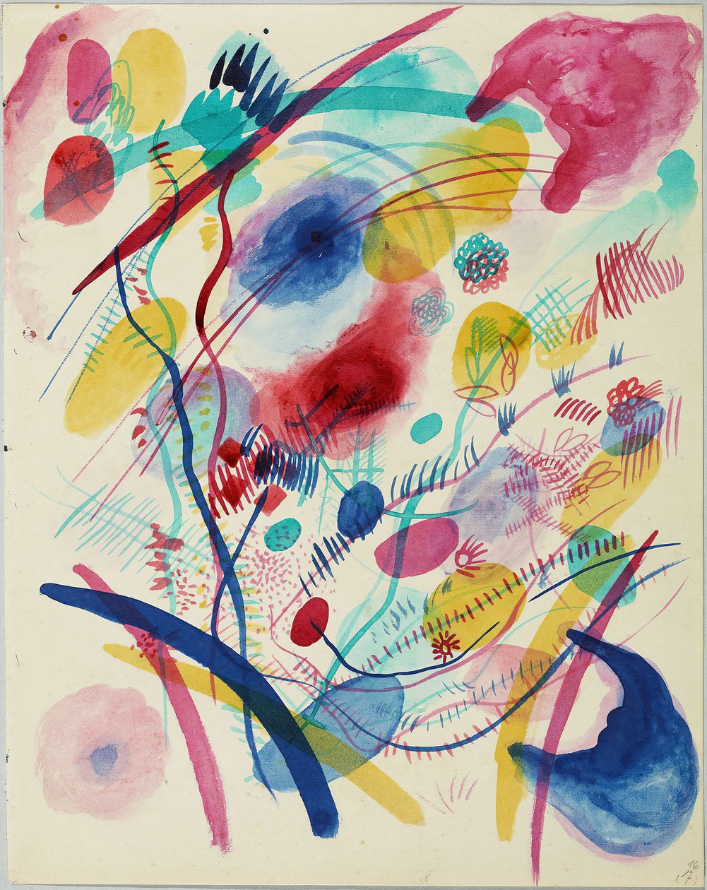 Kırmızı, mavi, yeşil ve sarı kompozisyon, 1913. by Wassily Kandinsky