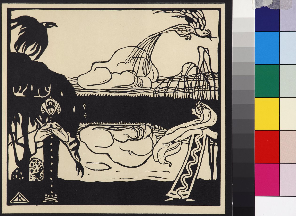 Deux oiseaux - İki Kuş (Zwei Voegel), Kandinsky, Wassily Vasilyevich (1866-1944). gravür by Wassily Kandinsky