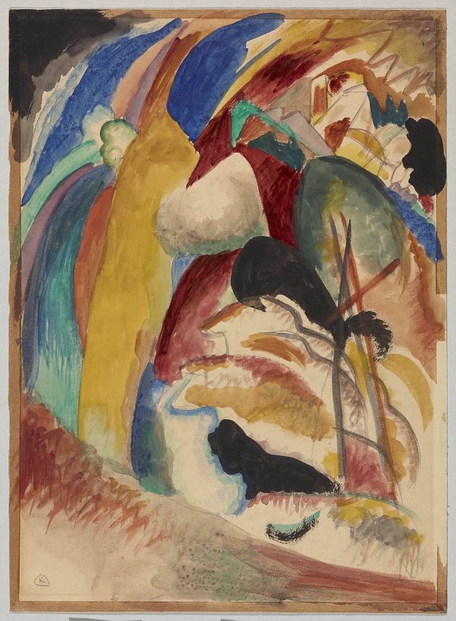 'Beyaz Formlu Resim' için Taslak by Wassily Kandinsky