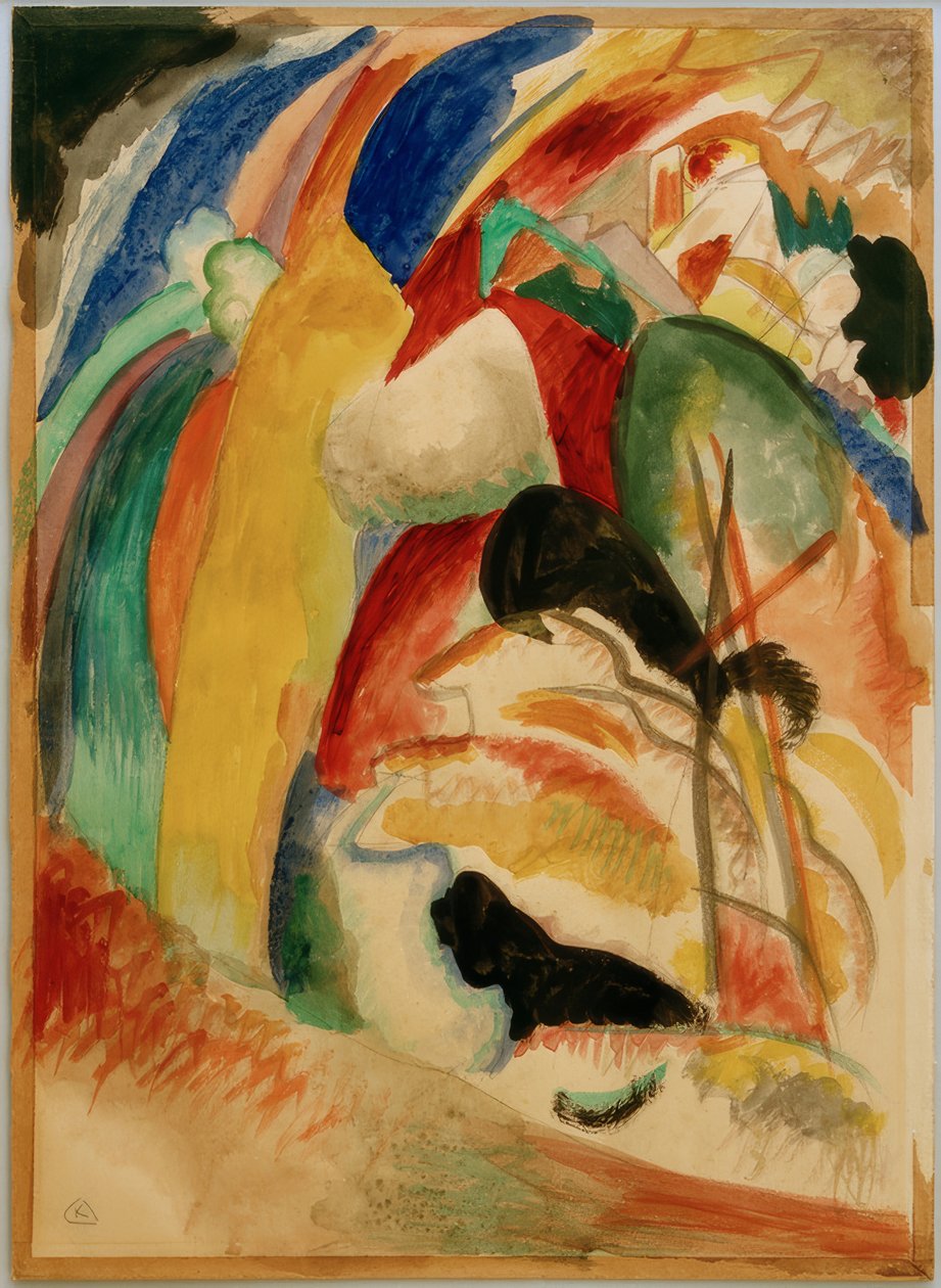 Beyaz şekle sahip resme taslak by Wassily Kandinsky