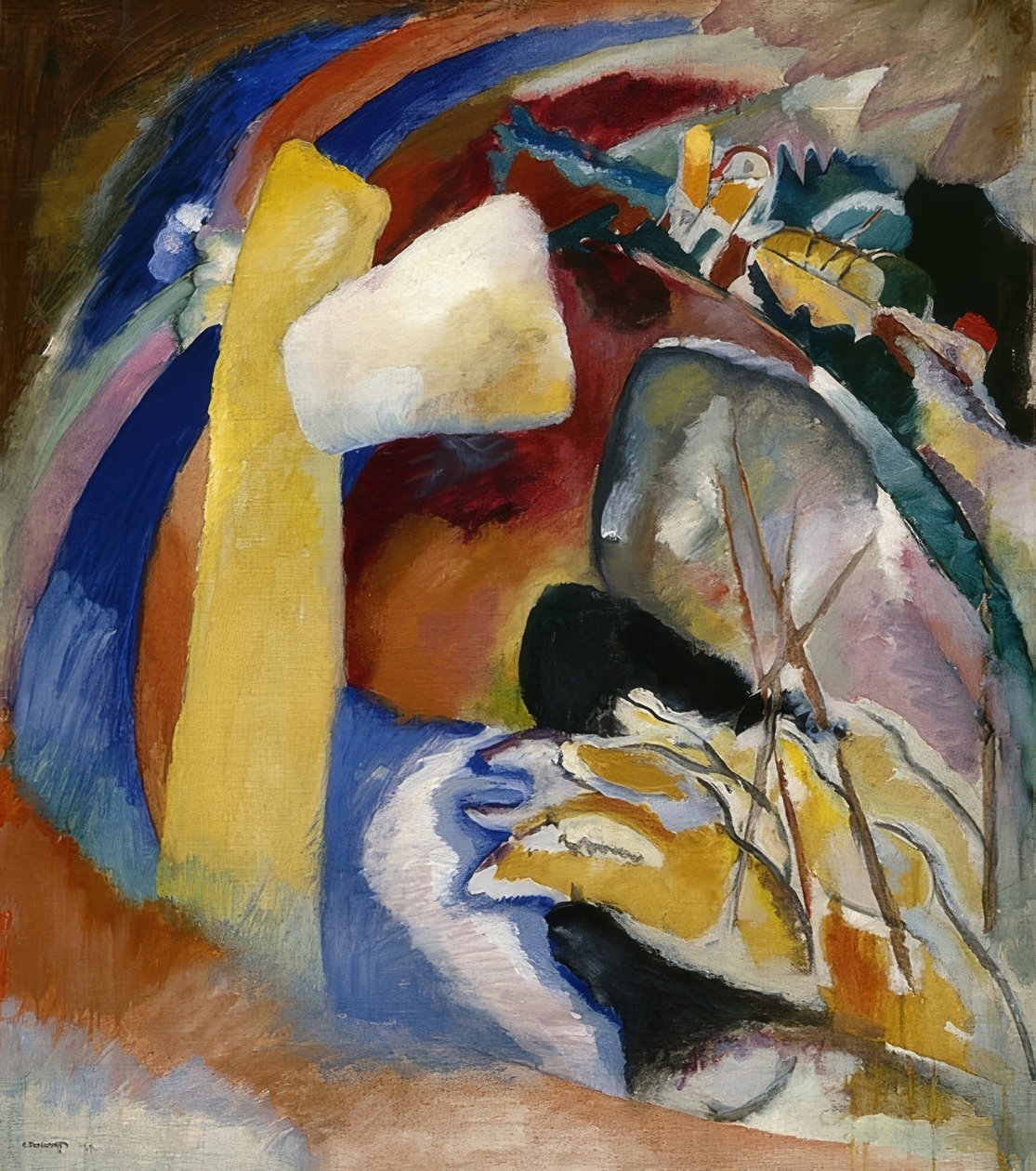 Beyaz şekle sahip resme taslak. 1913 by Wassily Kandinsky