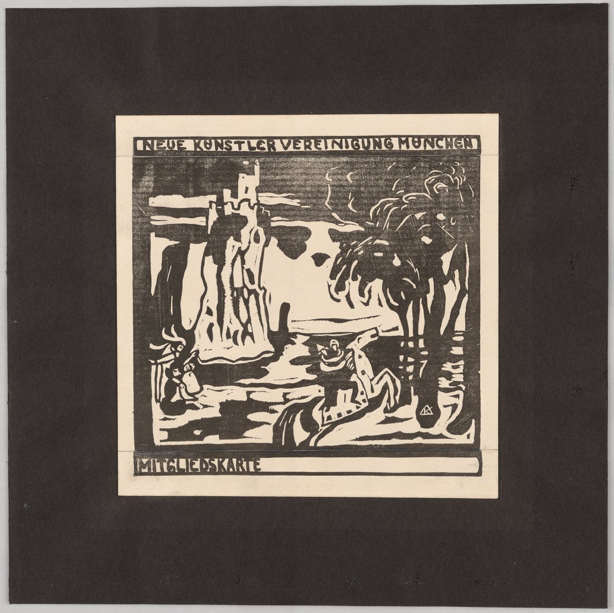Neue Künstlervereinigung Münih üyelik kartı taslağı by Wassily Kandinsky