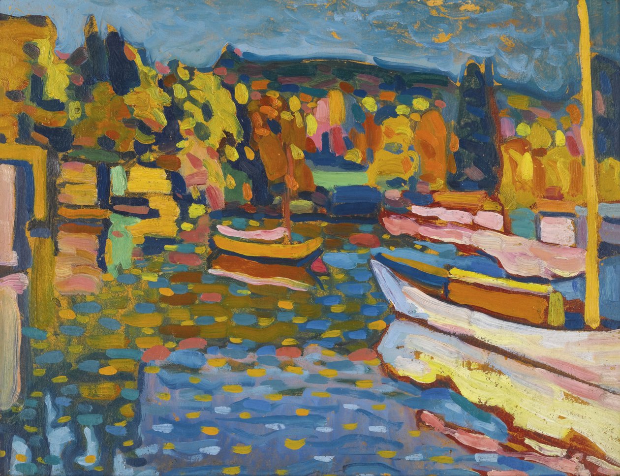 ""Teknelerle sonbaharda manzara çalışması"" Wassily Kandinsky'nin (veya Wassily Kandinski veya Kandinskij) tablosu by Wassily Kandinsky