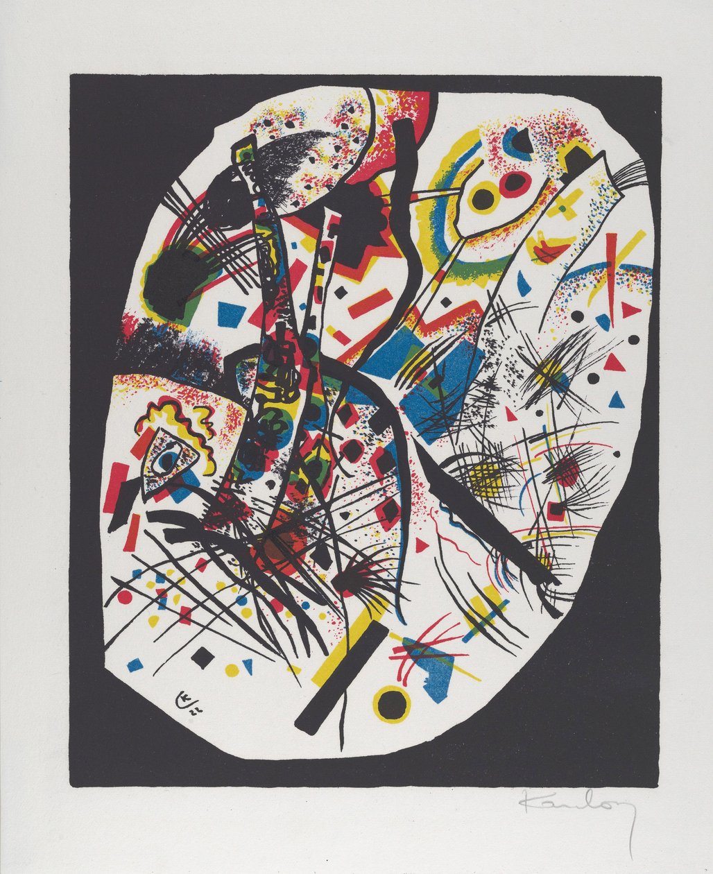 Kleine Welten III (Küçük Dünyalar III), 1922 (kırmızı, mavi, sarı ve siyah taş baskı) by Wassily Kandinsky
