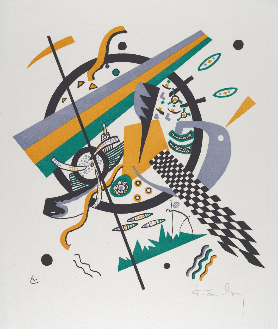 Kleine Welten IV (Small Worlds IV), 1922 (yeşil ve turuncu renkte basılmış litografi) by Wassily Kandinsky