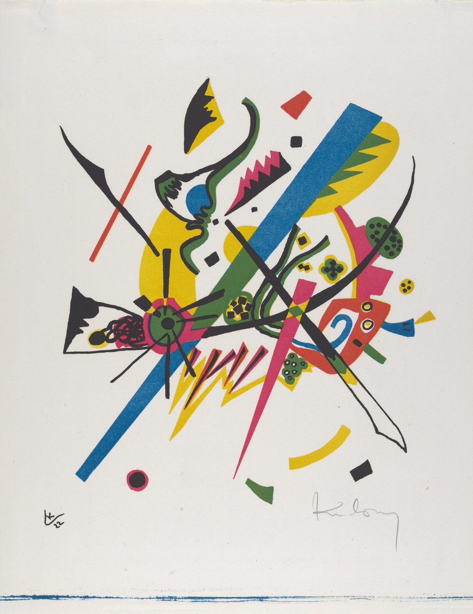 Kleine Welten I (Küçük Dünyalar I), 1922 (mavi, kırmızı, sarı ve siyah basılmış taş baskı) by Wassily Kandinsky