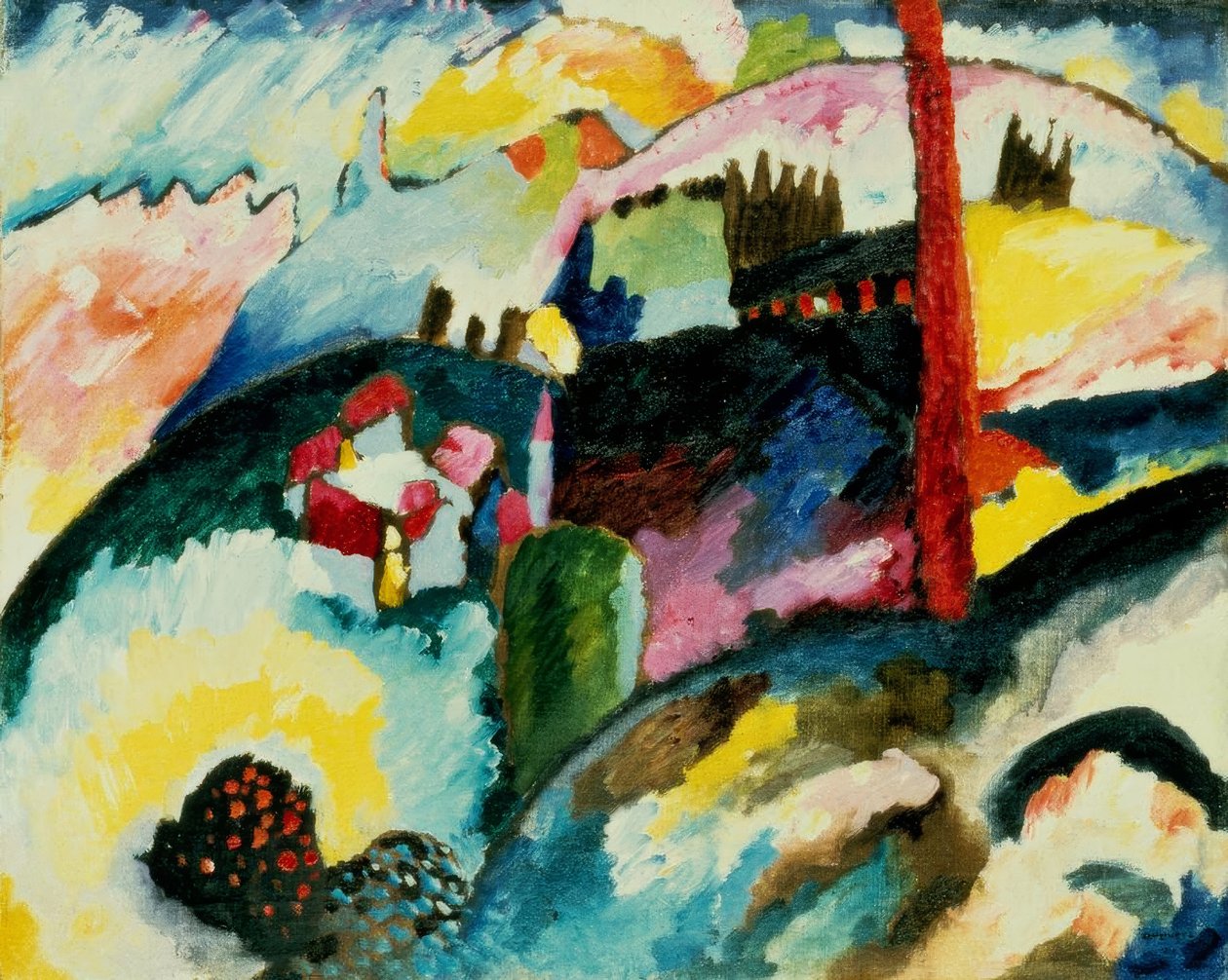 Bir fabrika bacası ile manzara by Wassily Kandinsky