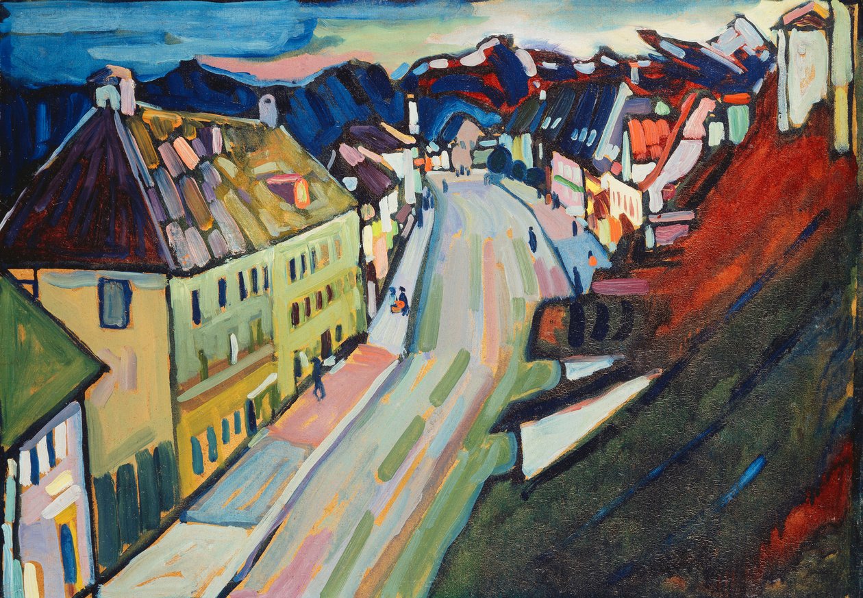 Murnau-Üst Pazar Sokağı; Marnau-Obermarkt by Wassily Kandinsky