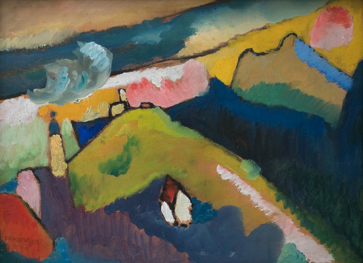 Murnau - kilise ile dağ manzarası by Wassily Kandinsky