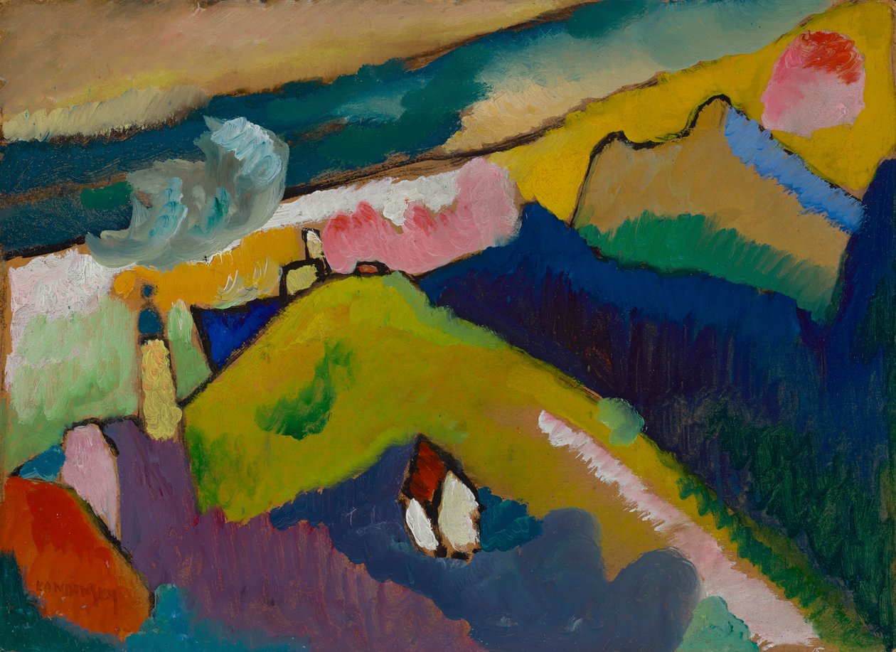 Murnau - kilise ile dağ manzarası by Wassily Kandinsky