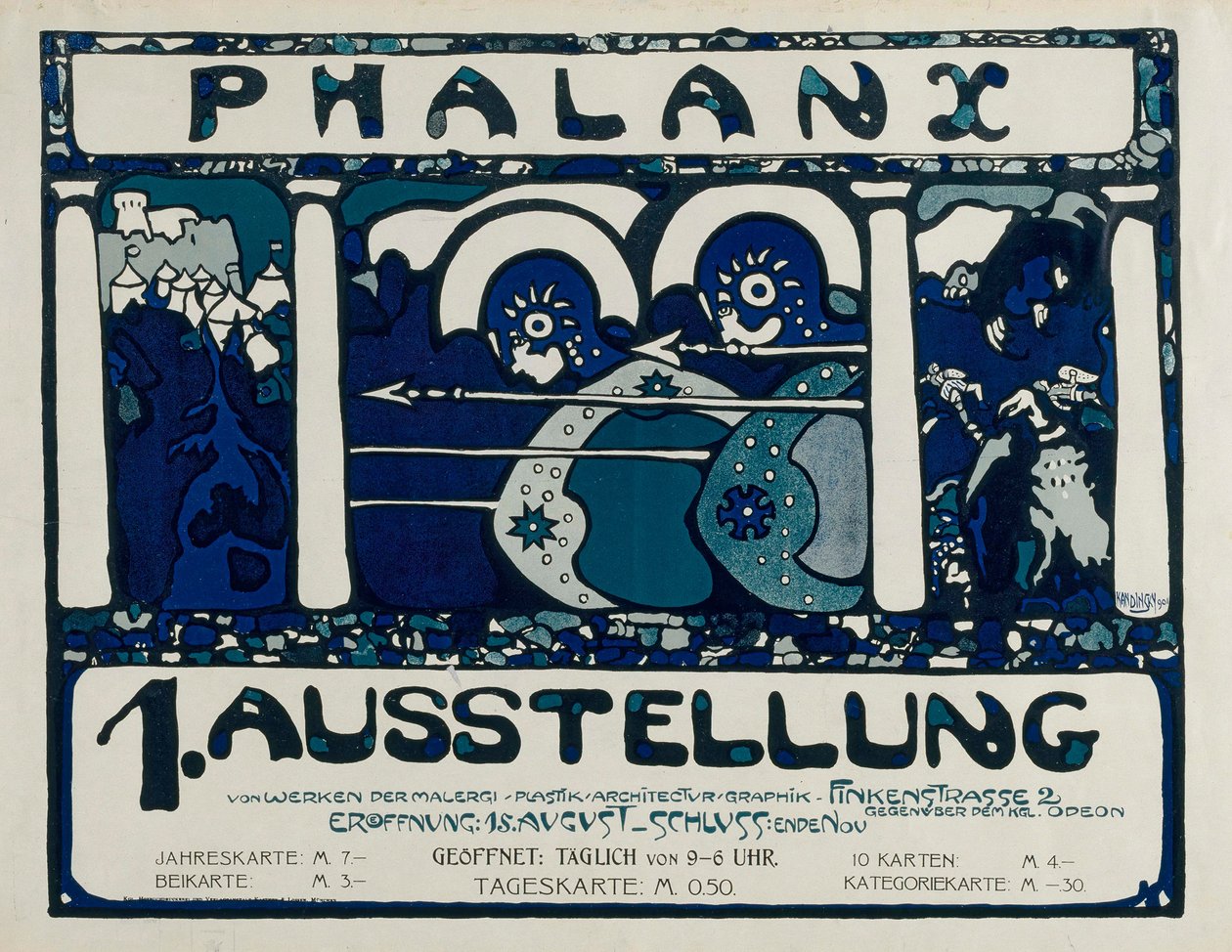 Phalanx'ın 1. Sergisi için afiş, 1901. by Wassily Kandinsky