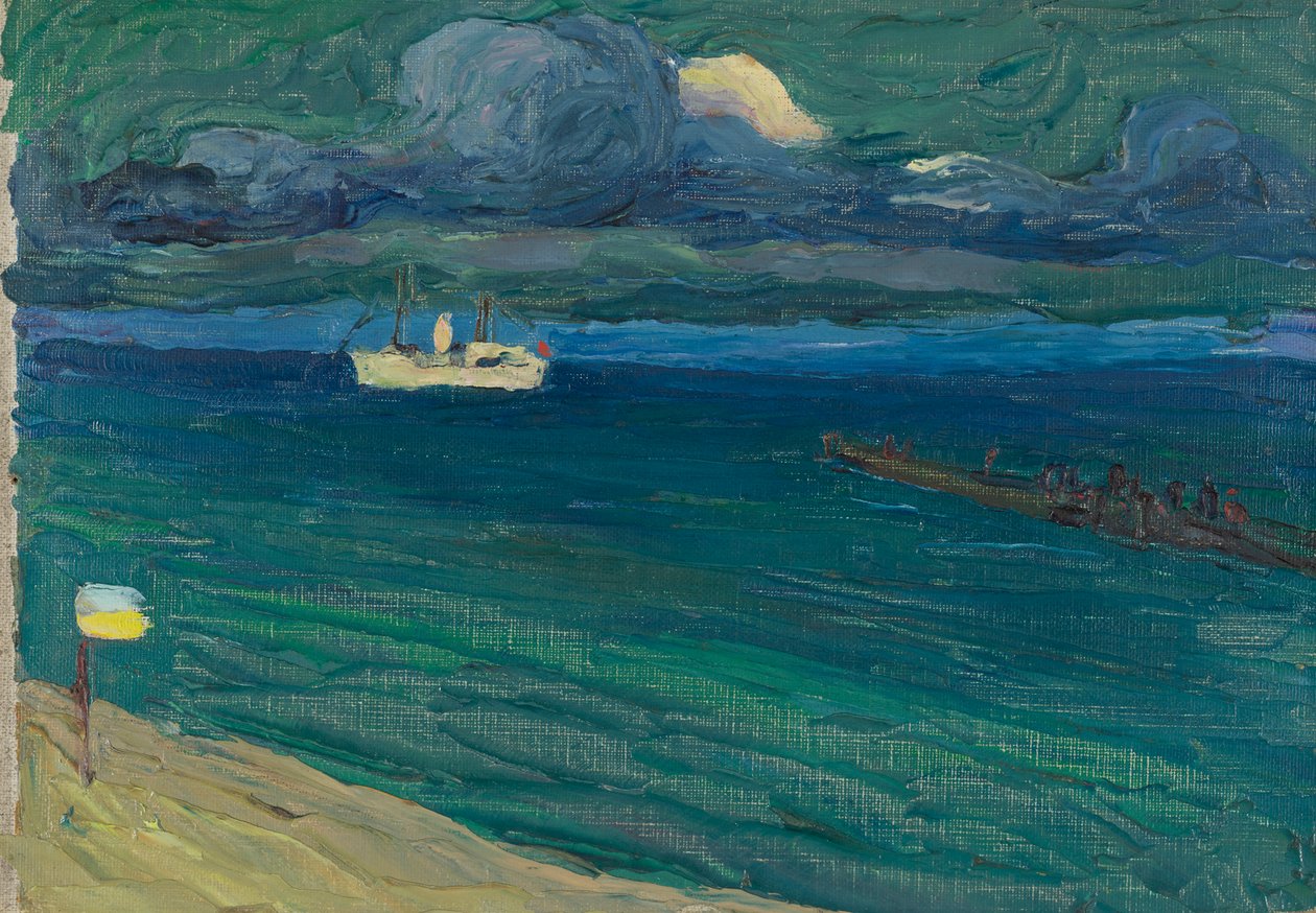 Rapallo - Vapurlu deniz manzarası by Wassily Kandinsky