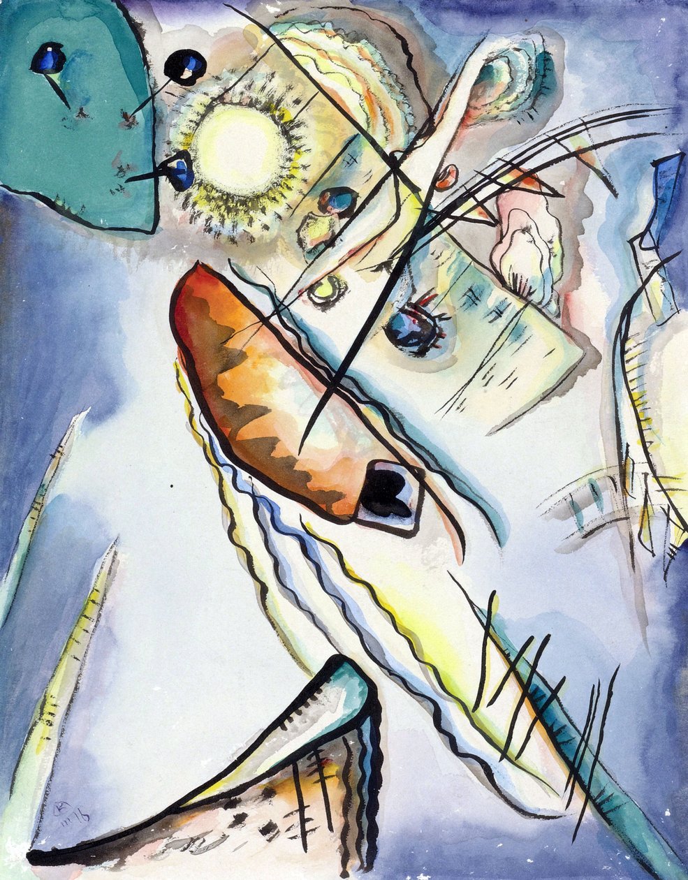 Wassily Kandinsky (veya Wassily Kandinsky veya Kandinskij) tarafından ""İsimsiz"" Suluboya by Wassily Kandinsky