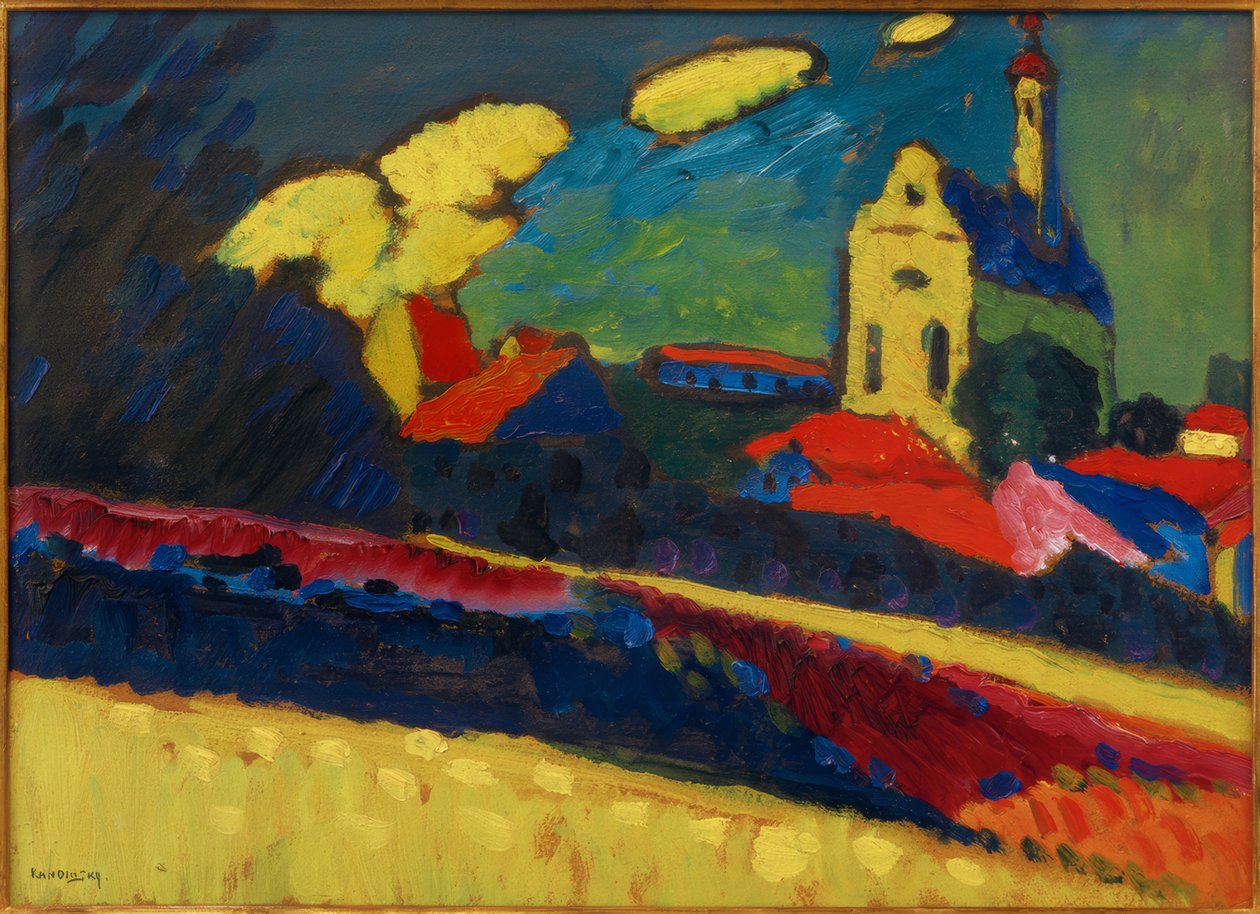 Murnau Çalışması - Kilise I ile Peyzaj by Wassily Kandinsky